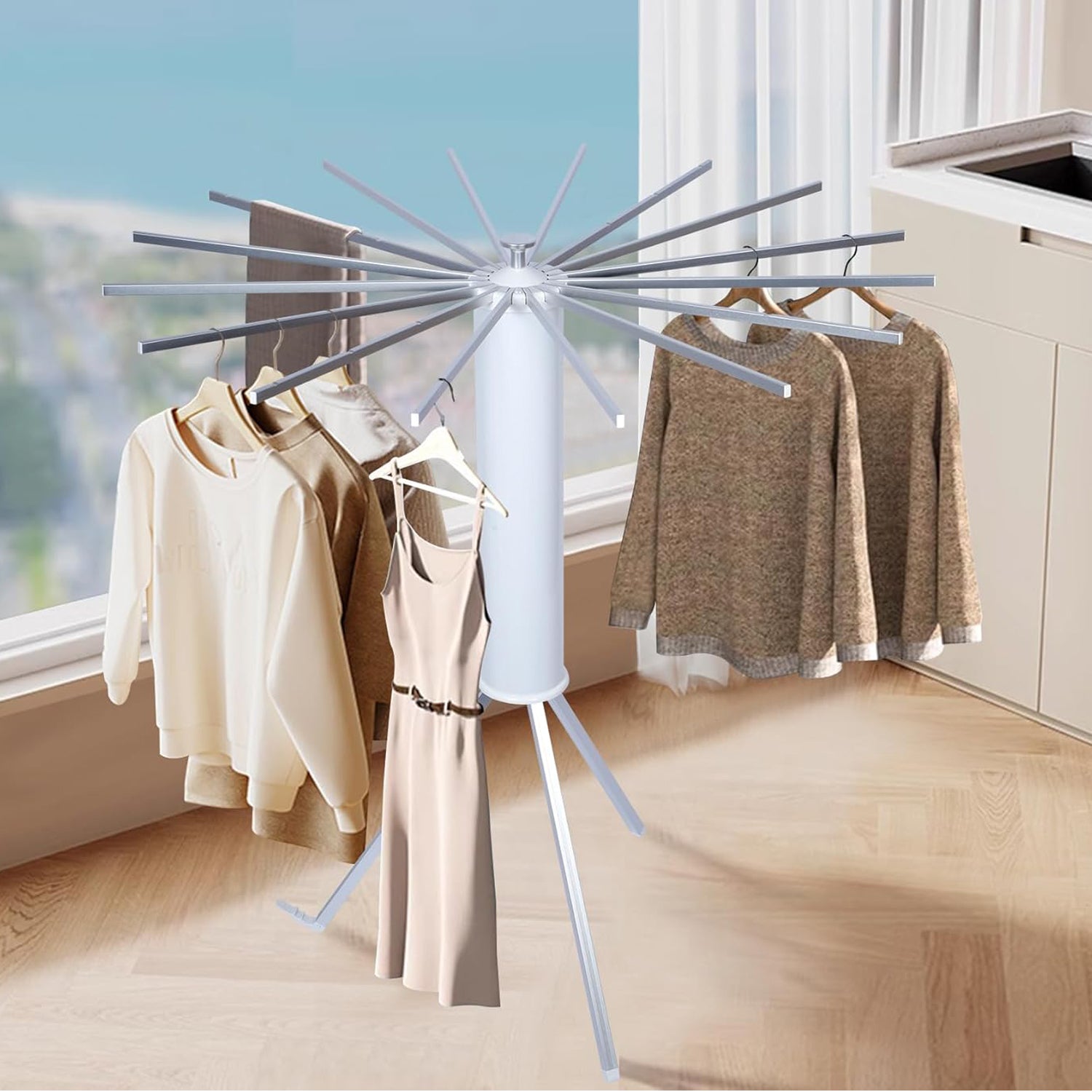 Foldable Rotary Clothes Drying Rack Stand (1 Pc) Foldable Rotary Clothes Drying Rack Stand (1 Pc)