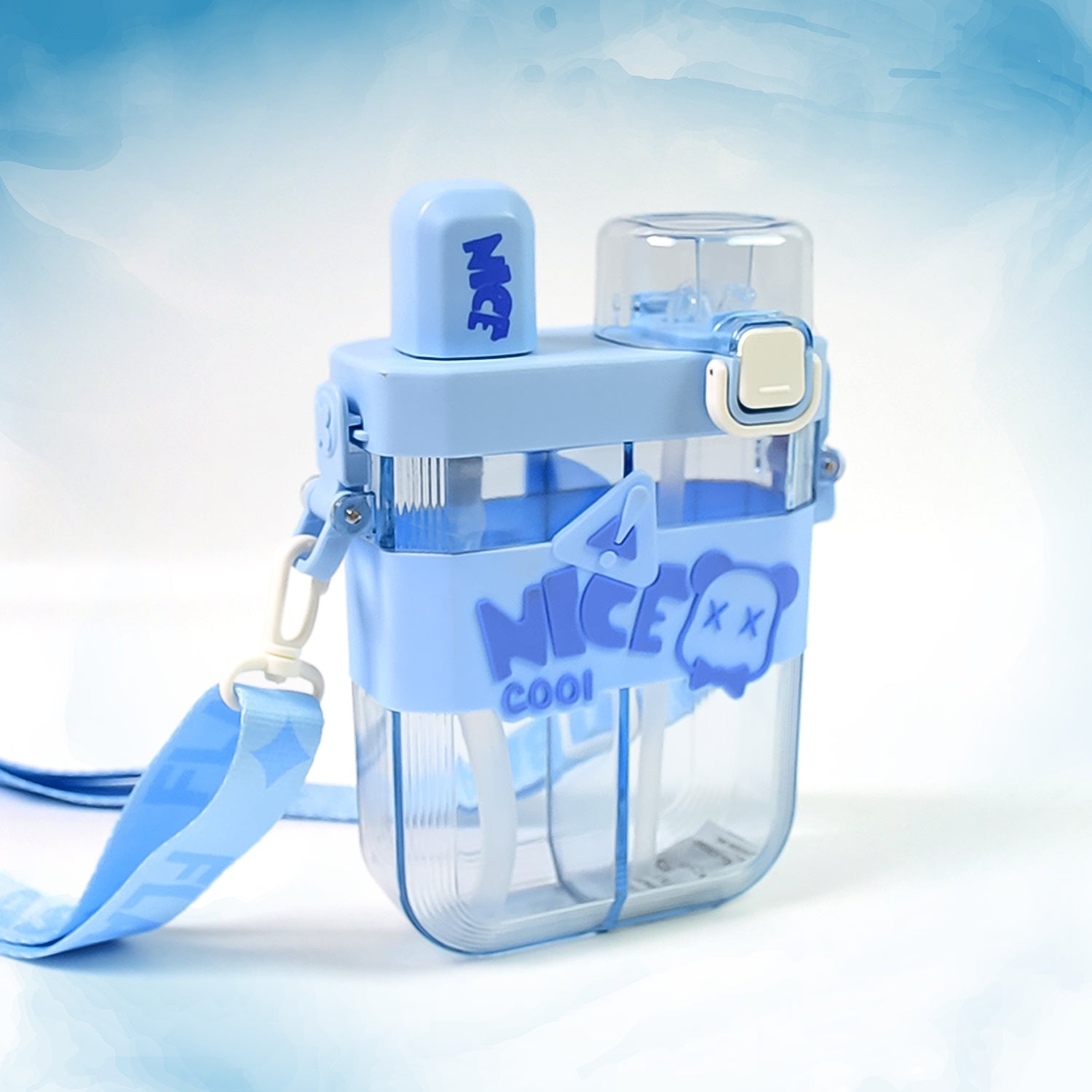 2in1 Dual Compartment Water Bottle With Straw And Adjustable Shoulder Straps (1 Pc Multi Color) 2in1 Dual Compartment Water Bottle With Straw And Adjustable Shoulder Straps (1 Pc Multi Color)