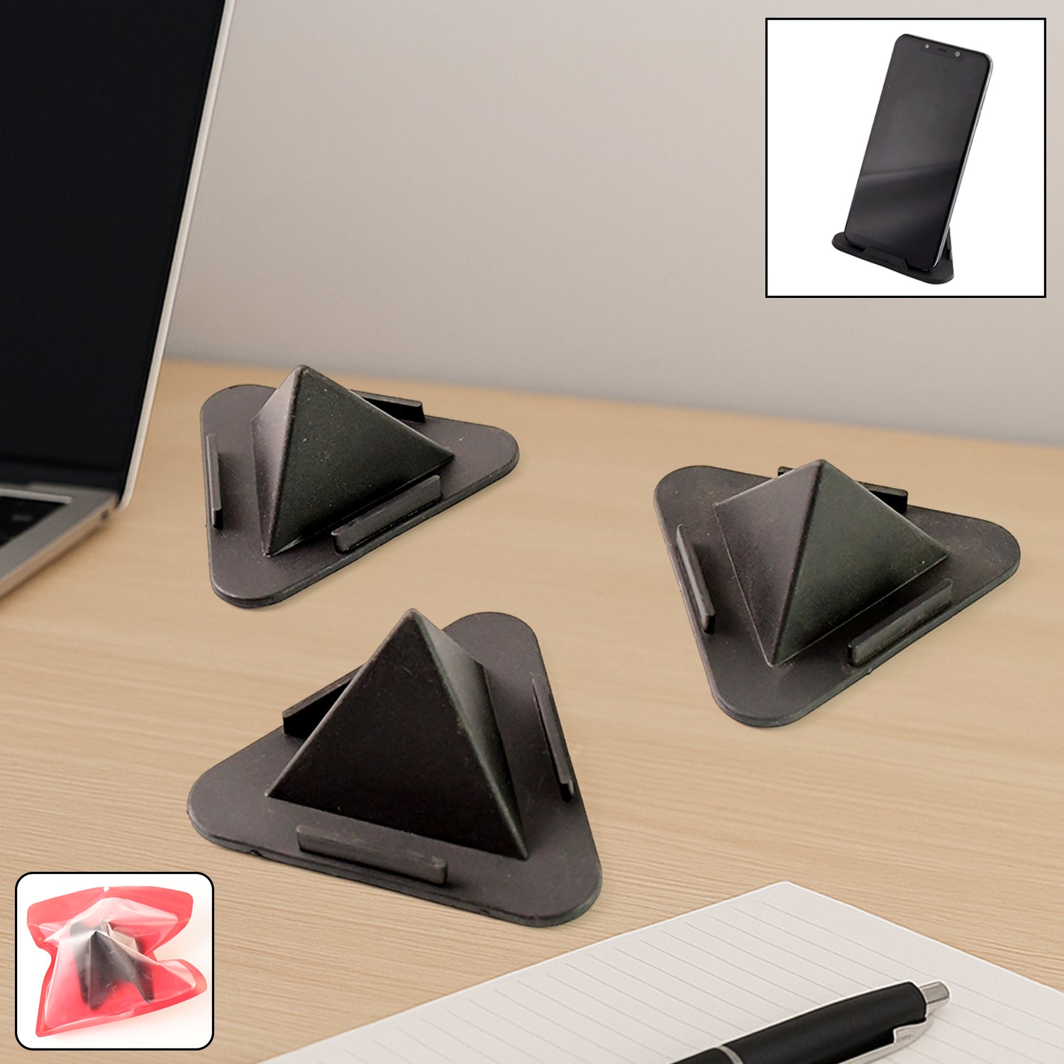 Pyramid Mobile Stand With 3 Different Inclined Angles (3 Pc Set) Pyramid Mobile Stand With 3 Different Inclined Angles (3 Pc Set)