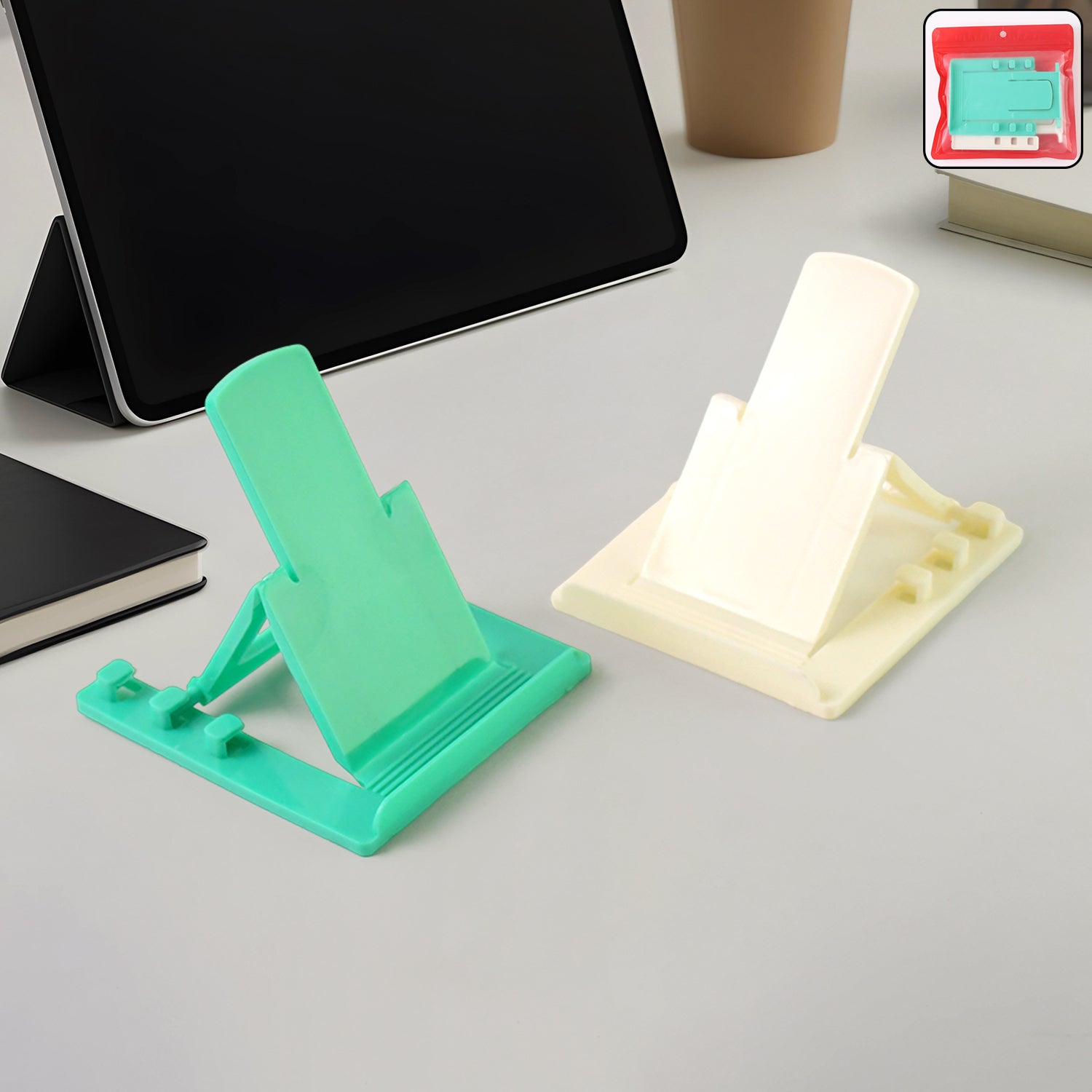Adjustable Foldable Plastic Mobile Phone Stand Holder (2 Pc) Adjustable Foldable Plastic Mobile Phone Stand Holder (2 Pc)
