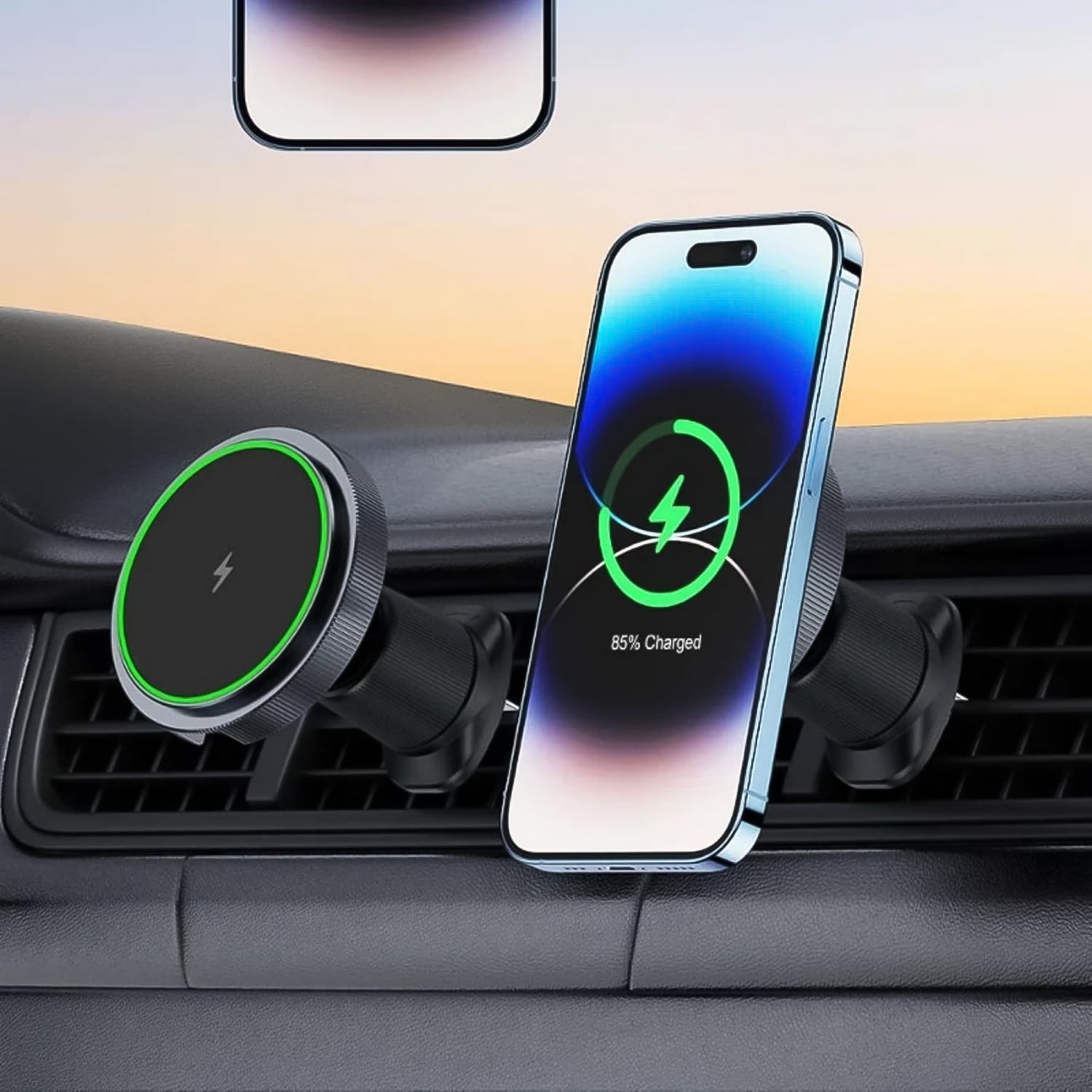 Magnetic Phone Mount Wireless Charger Music Reactive Lights (1 Set) Magnetic Phone Mount Wireless Charger Music Reactive Lights (1 Set)