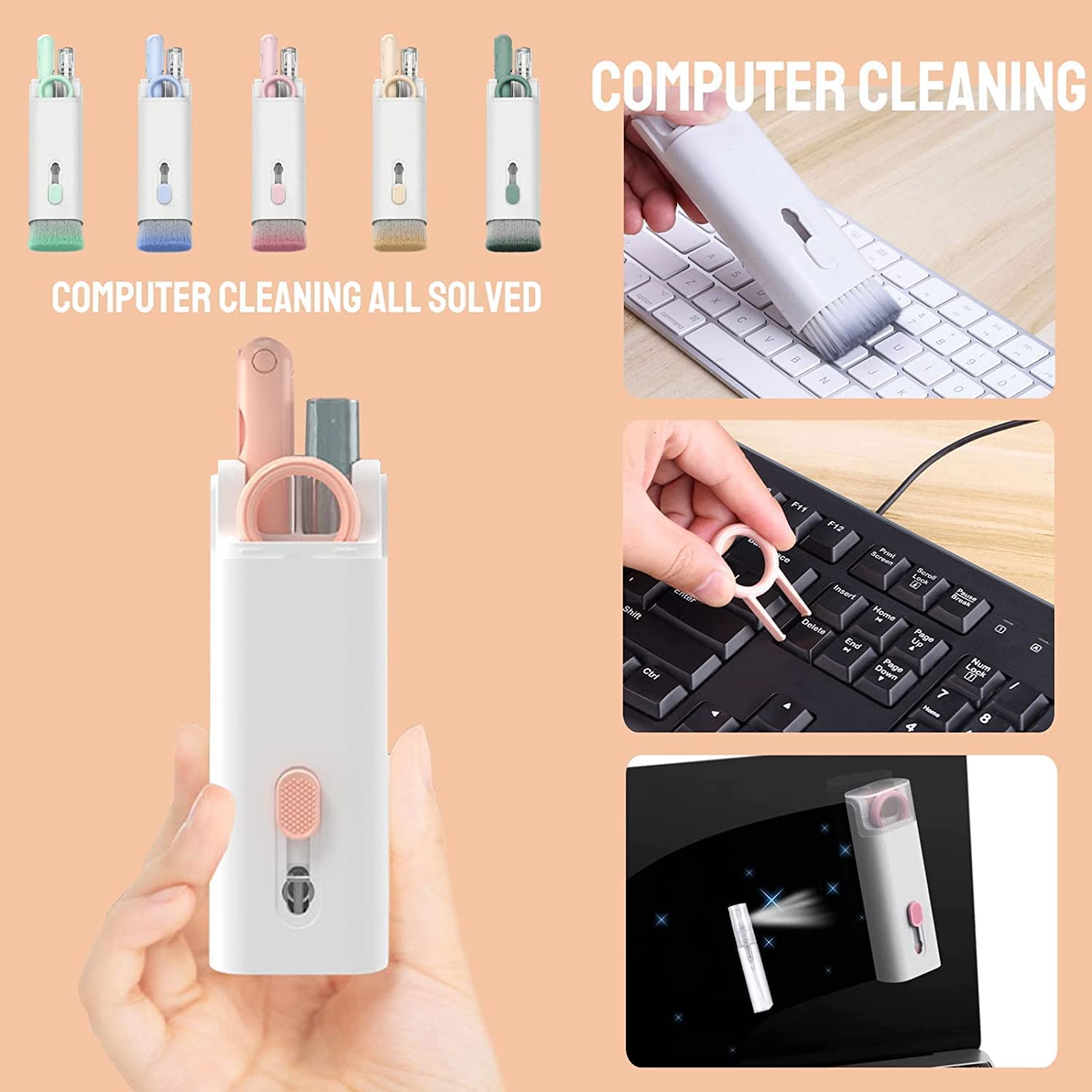 6462 7 In 1 Electronic Cleaner Kit Cleaning Kit For Monitor Keyboard Airpods Screen Dust Brush Including Soft Sweep Swipe Airpod Cleaner Pen Key Puller And Spray Bottle 6462 7 In 1 Electronic Cleaner Kit Cleaning Kit For Monitor Keyboard Airpods Screen Dust Brush Including Soft Sweep Swipe Airpod Cleaner Pen Key Puller And Spray Bottle
