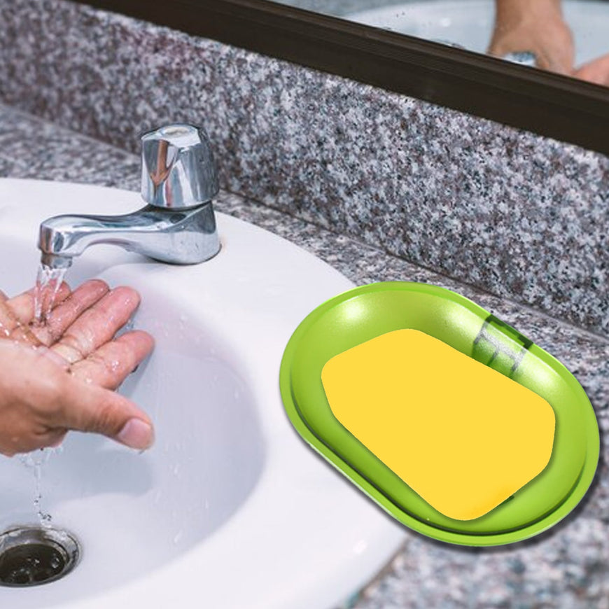 Plastic Soap Dish Holder for Bathroom Shower Wall Mounted Self Adhesive Soap Holder Saver Tray-Plastic Sponge Holder for Kitchen Storage Rack Soap Box, Bathroom ,Sabudani