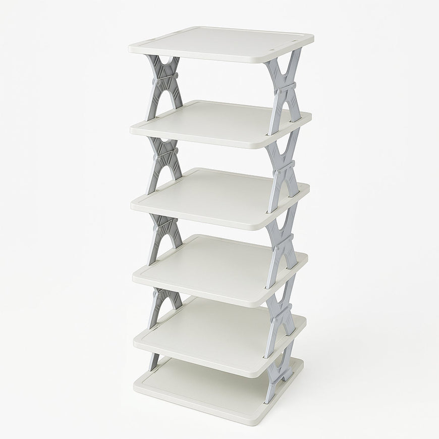 Smart 6-Layer Shoe Rack – Foldable, Collapsible & Heavy-Duty Plastic Stand for Home Entryway Storage Organizer (Mix Color)