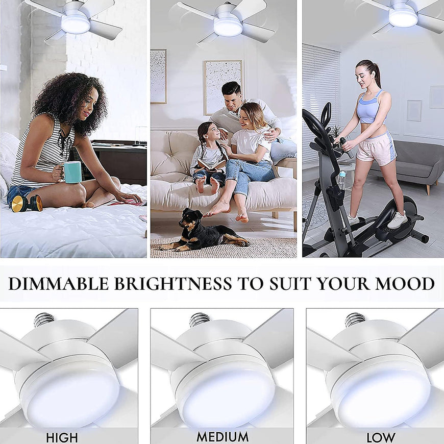 Original Cool LED Socket Fan Light – Ceiling Fan Replacement, 1000 Lumens/5000K, Remote Controlled (Remote Battery Not Included)
