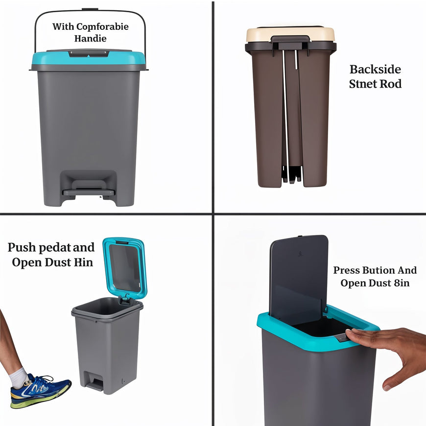 Apex Push N Pedal Plastic Dustbin 10L Capacity (1 Pc)