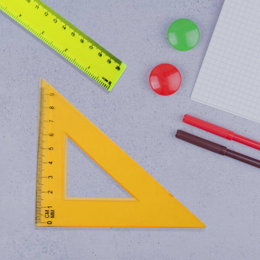4-Piece Geometry Set, Triangle Ruler Protractor Straight Ruler