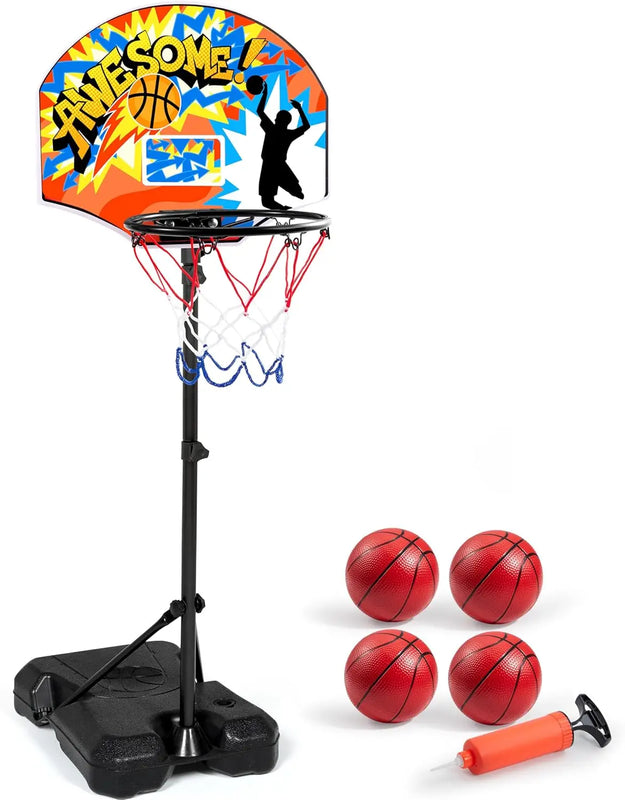 Basketball Game with 4 Balls Adjustable Height 44"-55" Stand