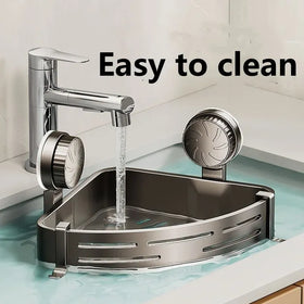 Suction Cup Corner Shower Basket – Single Tier PVC Wall Mount