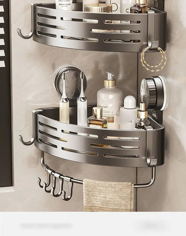 Suction Cup Corner Shower Basket – Single Tier PVC Wall Mount